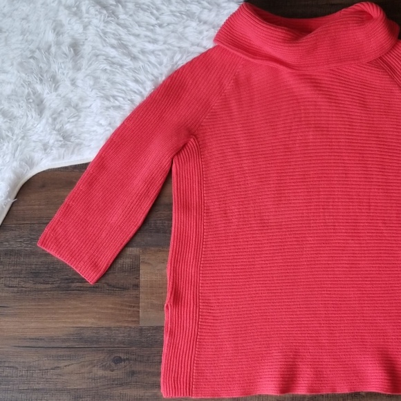 Lands' End Red Orange Cowl Neck Heavy Sweater - Picture 2 of 8